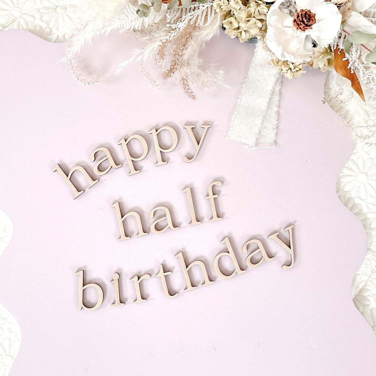 happy half birthday 木製レターバナー｜Ray Woodmade