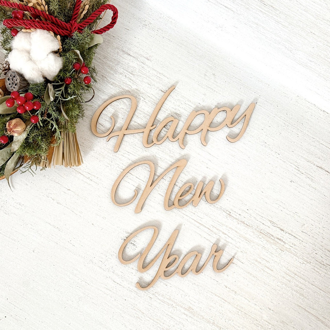 Happy New Year 木製レターバナー｜Ray Woodmade